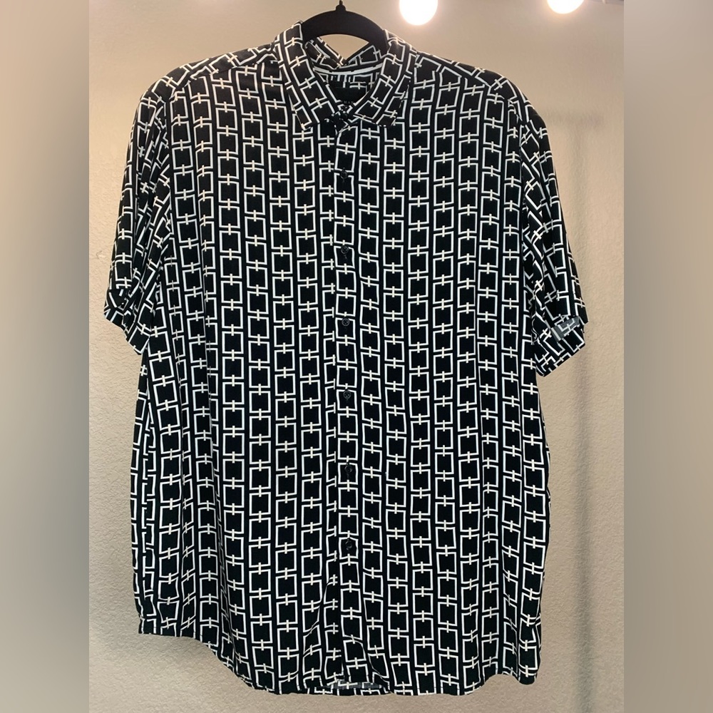 Cactus Man black and white print casual shirt